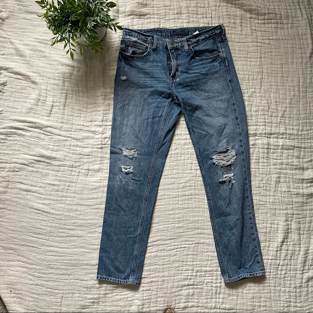 Lucky Brand Sienna Slim Boyfriend Denim Ripped Trendy Jeans Pants size 00